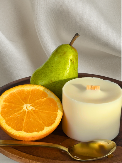 moonflower & citrus scented handmade candles, front